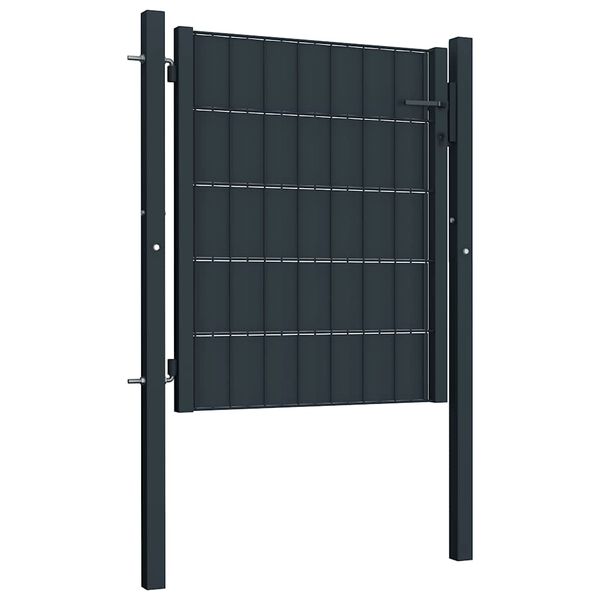 vidaXL Fence Gate PVC and Steel 39.4x31.9" Anthracite