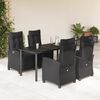 vidaXL 5 Piece Patio Dining Set with Cushions Black Poly Rattan