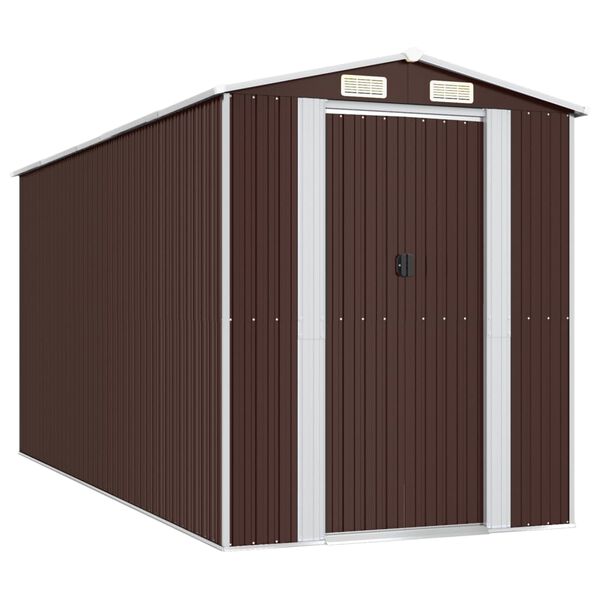 vidaXL Garden Shed Dark Brown Galvanized Steel Large Durable