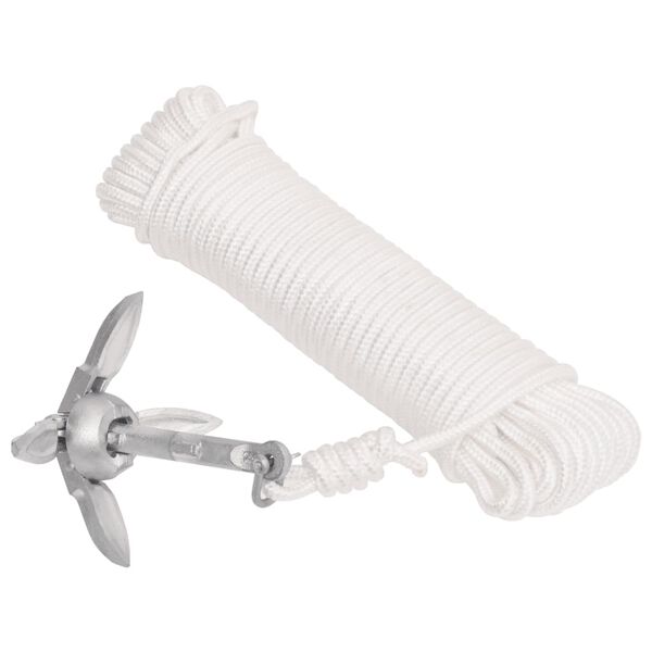 vidaXL Folding Anchor with Rope Silver 1.5 lb Hot Dip Galvanized Cast Iron