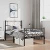 vidaXL Metal Bed Frame Black Powder-Coated Steel Twin Metal Bed Frame