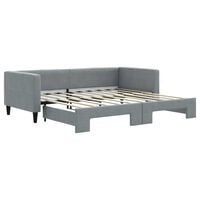 vidaXL Daybed with Trundle Light Gray 39.4"x74.8" Fabric