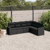 vidaXL Garden Sofa Set Black PE rattan, Powder-coated steel Large
