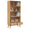 vidaXL Bookcase Brown Solid pinewood with a wax finish Standard Bookcase