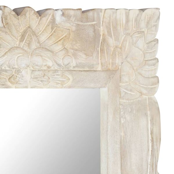 vidaXL Mirror White Solid mango wood Medium Decorative Inlays Mirror