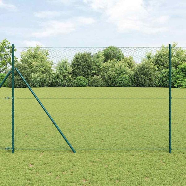 vidaXL Hexagon Fence Green 5.2‘ x 328.1‘ Steel