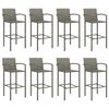 vidaXL Garden Bar Set Grey PE rattan, powder-coated steel, tempered glass