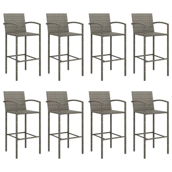 vidaXL Garden Bar Set Grey PE rattan, powder-coated steel, tempered glass