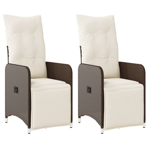 vidaXL Reclining Garden Chair Set of 2 Brown