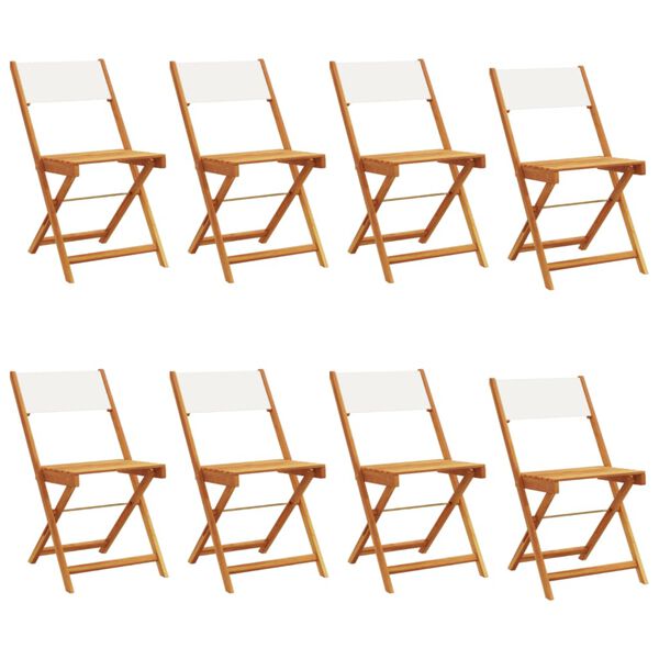 vidaXL Garden Chair Set of 8 Cream White Solid Acacia Wood Standard