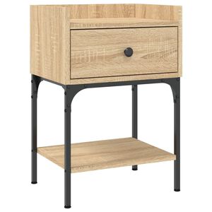 vidaXL Bedside Table Sonoma oak Engineered wood, iron Medium