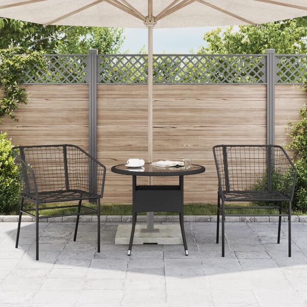 vidaXL Garden Chair Black PE Rattan, Powder-Coated Steel Durable