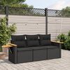 vidaXL Garden Sofa Set Black PE Rattan 3 Piece Adjustable Armrests