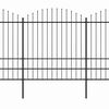 vidaXL Garden Fence with Spear Top Steel 281.3"x78.7" Black