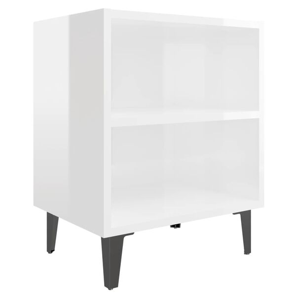 vidaXL Industrial Bedside Cabinet High gloss white Engineered wood, metal