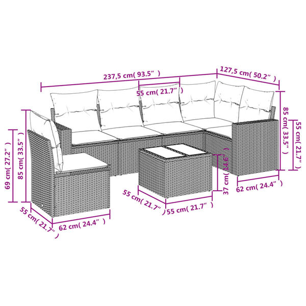 vidaXL Garden Sofa Set Grey