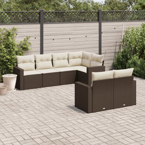 vidaXL Garden Sofa Set Brown, Cream White