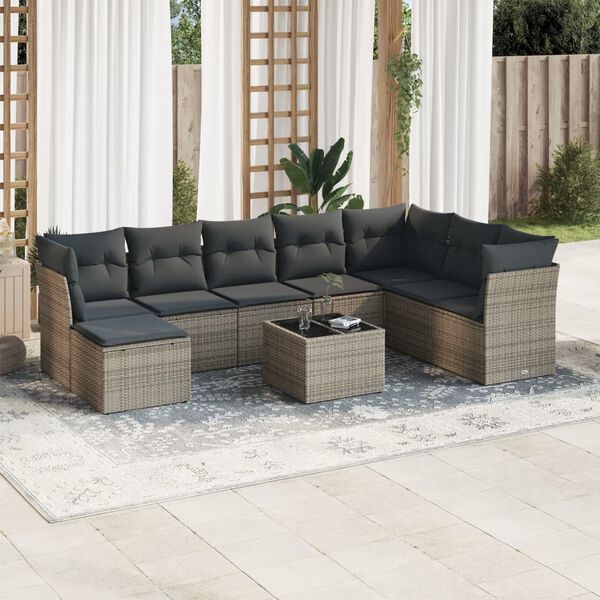 vidaXL Garden Sofa Set Gray PE rattan Large Modular Garden Sofa Set