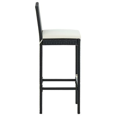 vidaXL Garden Bar Stools with Cushions 2 pcs Black Poly Rattan