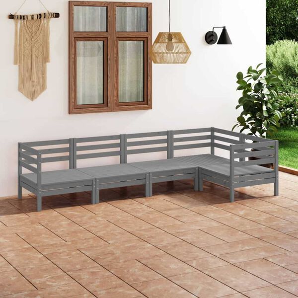 vidaXL Garden Lounge Set Gray Solid pinewood Medium Modular