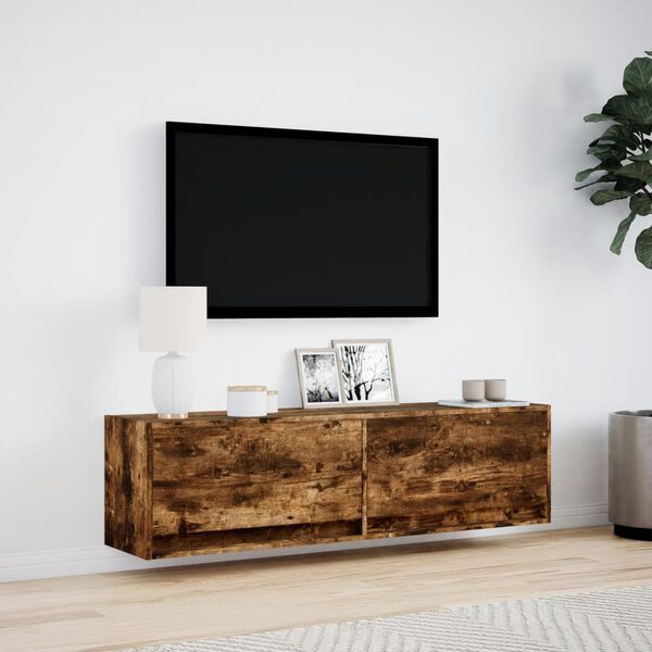 vidaXL TV Wall Cabinet Smoked Oak Engineered Wood