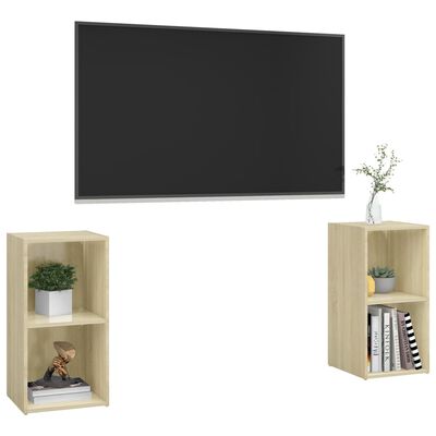 vidaXL TV Stands 2 pcs Sonoma Oak 28.3"x13.8"x14.4" Engineered Wood