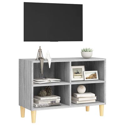 vidaXL TV Stand with Solid Wood Legs Gray Sonoma 27.4"x11.8"x19.7"