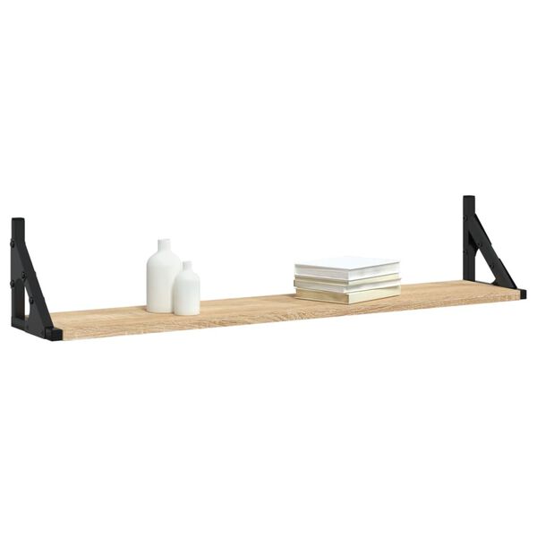 vidaXL Wall Shelf Set of 2 Sonoma oak Engineered wood, metal