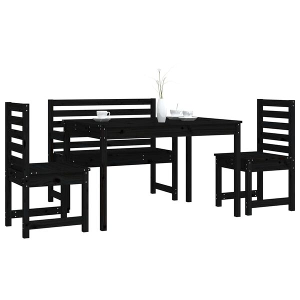 vidaXL Garden Dining Set Black Solid pine wood Medium Durable