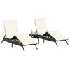vidaXL Sun Lounger Set of 2 Black, Cream White