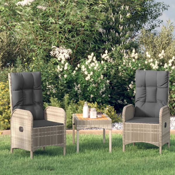 vidaXL Outdoor Chair Grey Poly rattan and steel Ergonomic