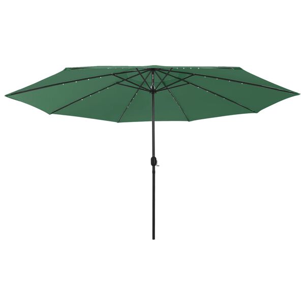 vidaXL Garden Parasol with LED Lights and Metal Pole 157.5" Green