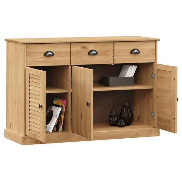 vidaXL Sideboard Honey Solid Pine Wood Compact Doors Sideboard