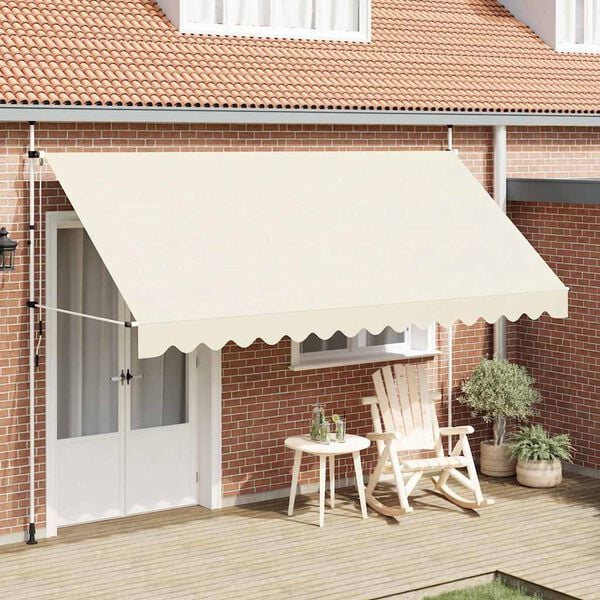 vidaXL Retractable Awning Cream Polyester 157.5 in wide Retractable