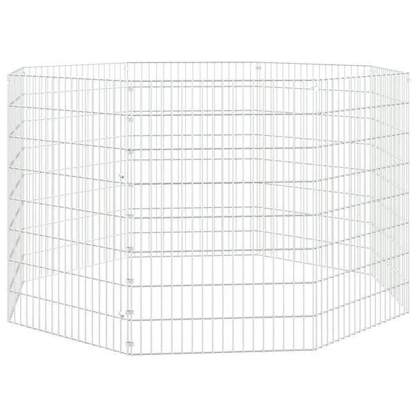 vidaXL Animal Enclosure Silver Galvanized Iron 8 Panels Adjustable