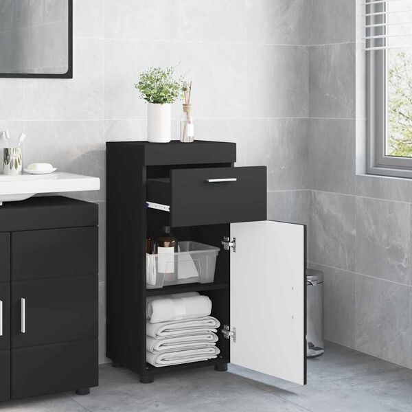 vidaXL Bathroom Cabinet Set TULUM Black 14.57 x 12.40 x 32.28 in