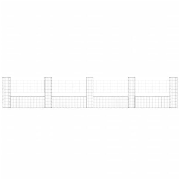 vidaXL U-shape Gabion Basket with 5 Posts Iron 196.9"x7.9"x39.4"