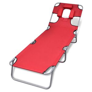 vidaXL Sun Lounger Red Powder-coated steel frame, Polyester fabric Large