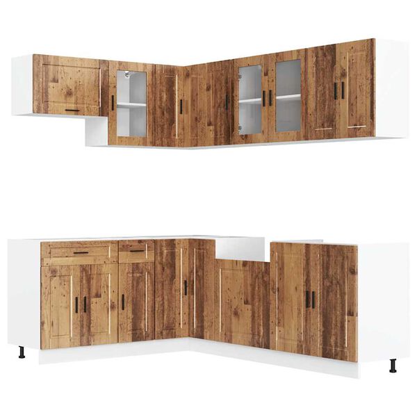 vidaXL Kitchen Cabinet Set Old wood Engineered wood and glass Large