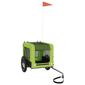 vidaXL Pet Bike Trailer Green and black Oxford fabric, iron, PVC