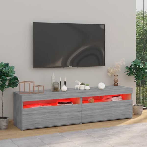 vidaXL TV Cabinet Set of 2 Grey Sonoma Engineered Wood 29.5x13.8x15.7 in