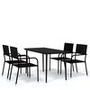 vidaXL Garden Dining Set Black Steel Stackable Garden Dining Set