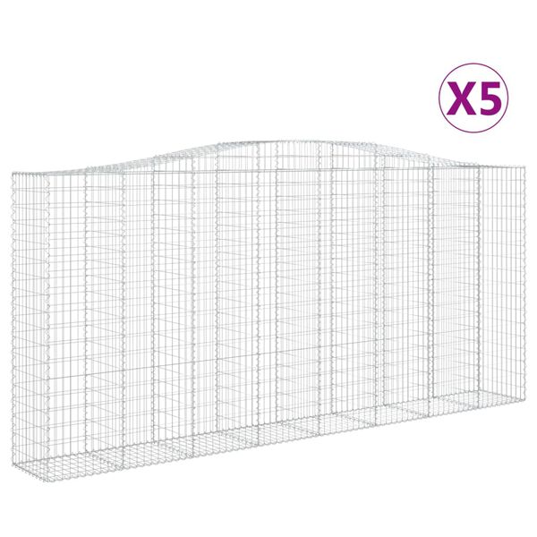 vidaXL Gabion Basket Set of 5 Silver Galvanized iron