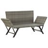 vidaXL Garden Bench Grey Poly rattan, powder-coated steel, 100% Polyester