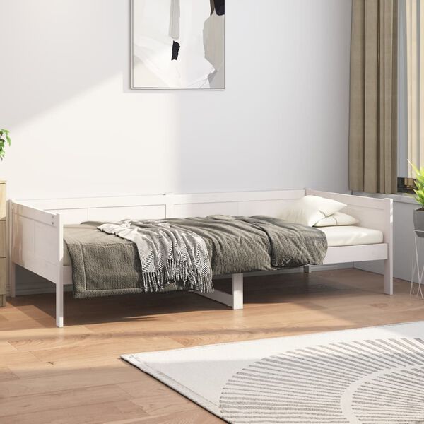 vidaXL Day Bed White Solid pine wood Single