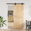 vidaXL Sliding Door with Hardware Set 33.5x82.7" Solid Wood Pine