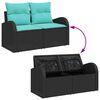 vidaXL Sofa Set with Cushion 6 pcs Black and Turquoise Poly Rattan