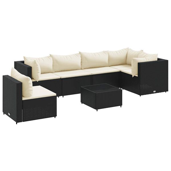 vidaXL Patio Lounge Set Black Poly Rattan Medium UV-resistant materials