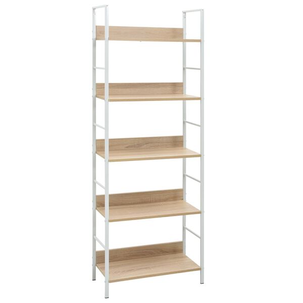 vidaXL Shelf Cabinet Oak and white Engineered wood, steel