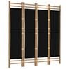 vidaXL Folding 4-Panel Room Divider 63" Bamboo and Canvas